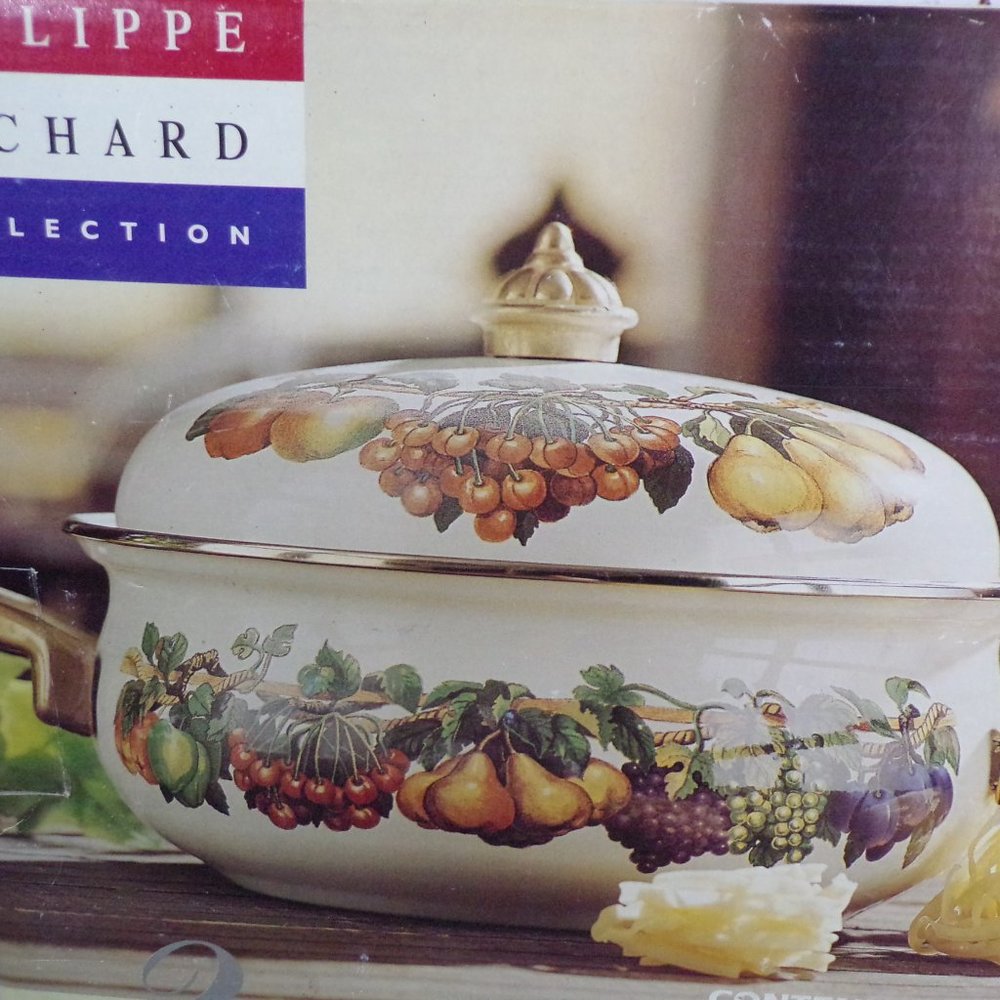 NEW Philippe Richard Kensington Garden 3 Quart Covered Casserole Fruit Ceramic